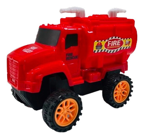 Camion De Bombero Vehiculo Rojo Pullback 13cm En Burbuja