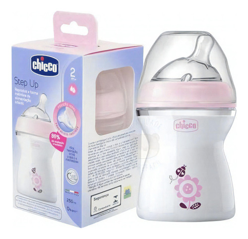 Mamadeira Para Recém Nascido Step Up 250ml Rosa Da Chicco Flor