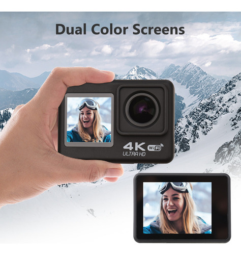 Cámara De Acción Uhd De 4k Y 60fps Con Pantalla Dual Y Wifi