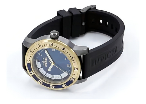 Invicta ® reloj Mano Hombre 45mm Acero Inox. Silicona 35779 Color de la correa Negro / Black Color del bisel Dorado / Gold Color del fondo Oscuro / Dark
