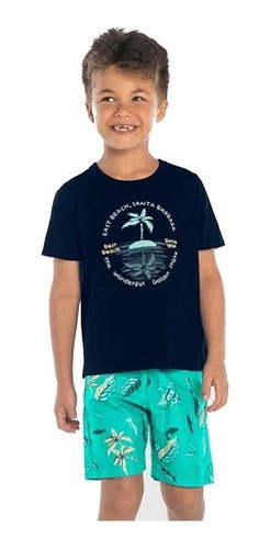 Conjunto Infantil Menino Beach P Short + Camiseta Tam 1 Ao 3