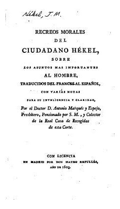 Libro Recreos Morales Del Ciudadano Hã©kel, Sobre Los Asu...