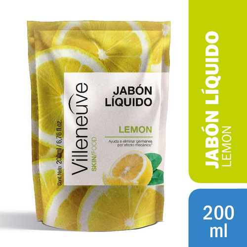 Villeneuve Antibacterial Jabón Liquido Lemon Repuesto 200ml