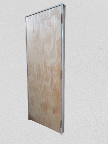 Imagen 3 de 7 de Puerta Placa Pino 0,80x2,00 Mts Marco Aluminio 7,5 Cm Ancho