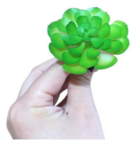 4 Suculentas Artificiais Plantas E Cactos Pequenos - S/vaso Cor Verde