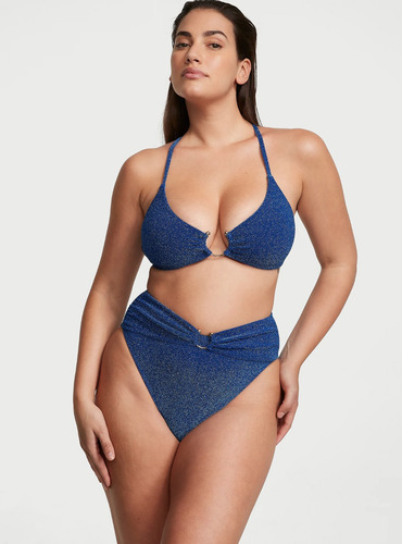 Conjunto Bikini Y Cheeky Victoria's Secret S Azul Brillo S