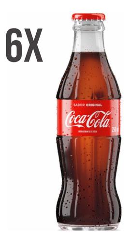 Kit 6 Coca Cola Garrafa De Vidro 250ml -sabor Incomparável-