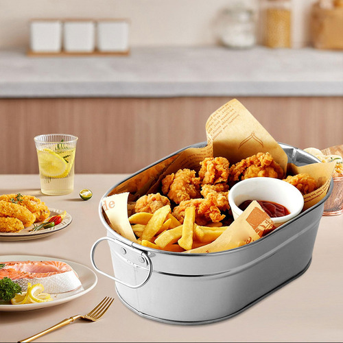 New,. Cesta Ovalada Para Patatas Fritas De Acero 7 Cm De