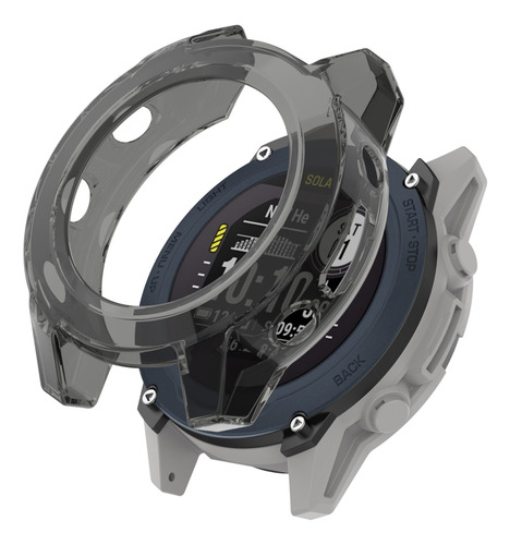 Capa De Relógio Tpu Preta Transparente Para Garmin Descent G