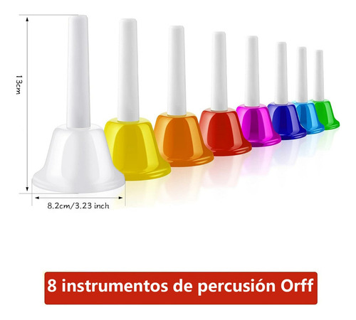 Ee Kit 8pcs Campanas Percusión Mano Orff Instrumentos
