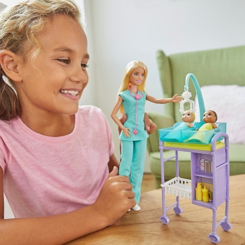 Muñeca Barbie Quiero Ser Doctora Set Juego Playset 2 Bebes