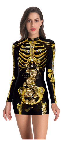D Vestido Cosplay Esqueleto Impreso En 3d Halloween Para Mujer D