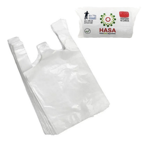 Imagen 1 de 3 de Bolsa Biodegradable Hasa Blanca 35x50cm Rollo De 20 Uds.