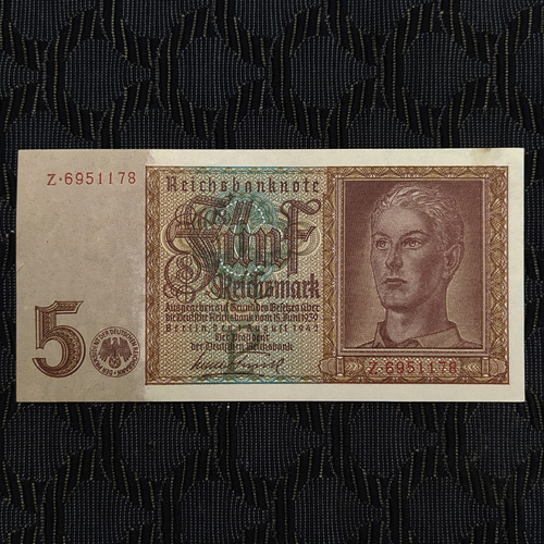 Billete Alemania 5 Reichsmark (mark) 1942 Ww2 S/c