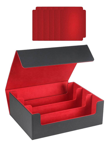 Caja De Almacenamiento De Tarjetas Forro Rojo Negro.