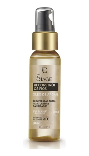 Óleo De Argan Capilar Siàge Reconstrói Os Fios 60ml Eudora