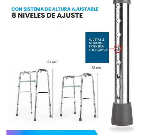 Andadera Para Adulto 2 En 1 Altura Ajustable En Aluminio