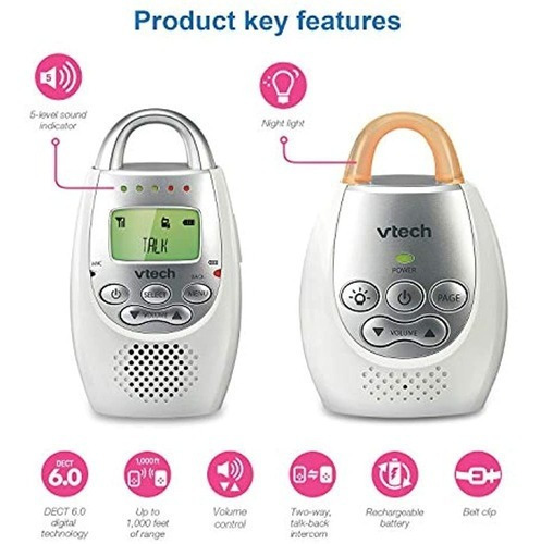 Monitor De Audio Para Bebé Vtech Dm221 Alarma Led -blanco