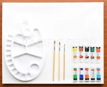 Comprar Kit Pintura Lienzo + Acrilicos + Bastidor + Paleta+ Pinceles