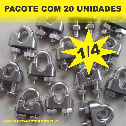 Imagem 1 de 8 de 20 Unidades Clip Grampo Cabo De Aço 1/4 Galvanizado Grande
