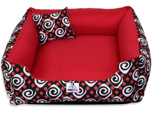 Cama Caminha Pet Para Cachorro E Gato - Tamanho M 60x60 Cor Geométrico Vermelho