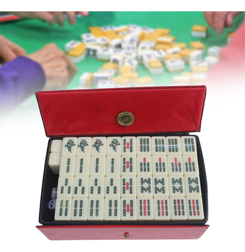 Juego De Mesa Mahjong Chino Exquisitamente Tallado Ma Jong