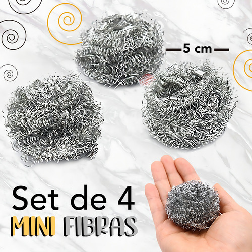 Set 4 Fibra Metalica Espiral Mini Para Trastes Cocina
