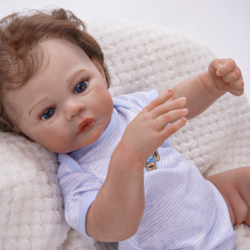 Brastoy Menino Boneco Bebê Reborn Pintada Príncipe Silicone Acessórios 48cm