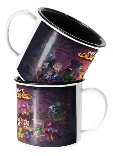 Taza Enlozada Lechera Minecraft Videojuego Infierno Dungeons