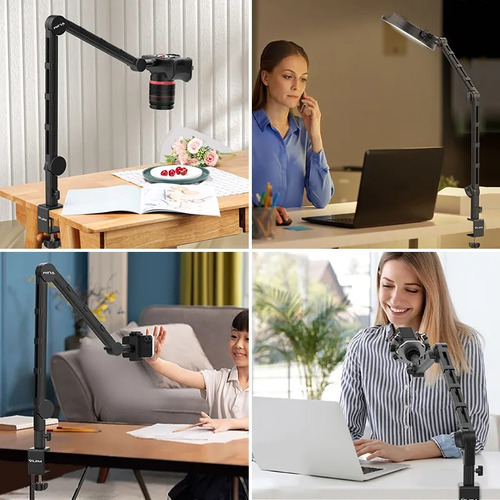 Braço Suporte Pedestal De Mesa Articulado Microfones Ls25 Cor Preto