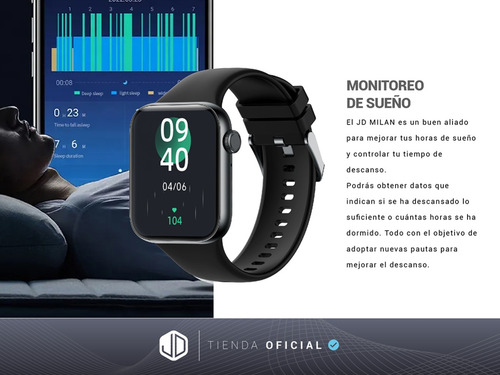 Imagen 6 de 10 de Smartwatch Reloj Inteligente Jd Milán Negro 1.96 Spo2 + Cta