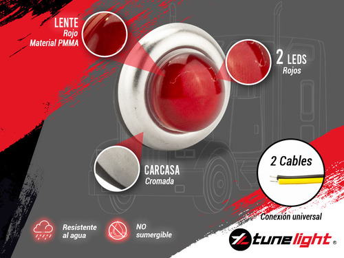 20 Pzas Plafones Tipo Botón Luz Fija Roja 2 Leds Tunelight