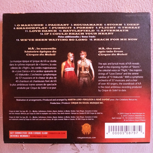 Cirque Du Soleil Ka Disco Cd Importado Canada (Usado)