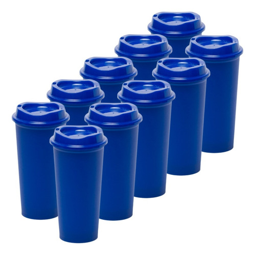 10 Vasos Reusables Para Cafe Tipo Star 20 Oz Bebida Caliente Azul