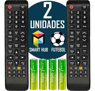 Kit 2 Controle Remoto Para Tv Samsung Smart Hub Universal
