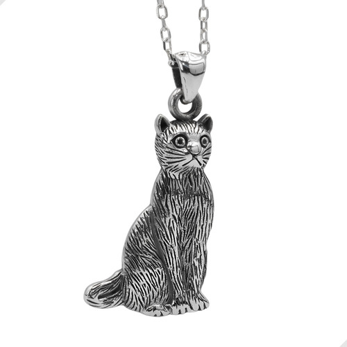 Collar Plata Fina 925 Italiana Gato Gatito Amuleto | M158