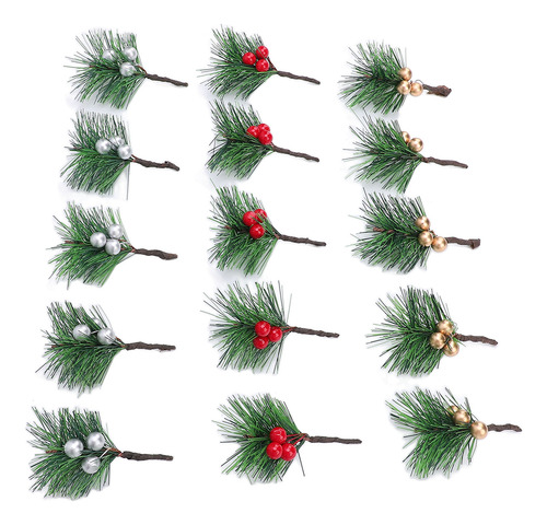 Agujas De Pino Holly Berries, 15 Unidades, Artificiales, Col