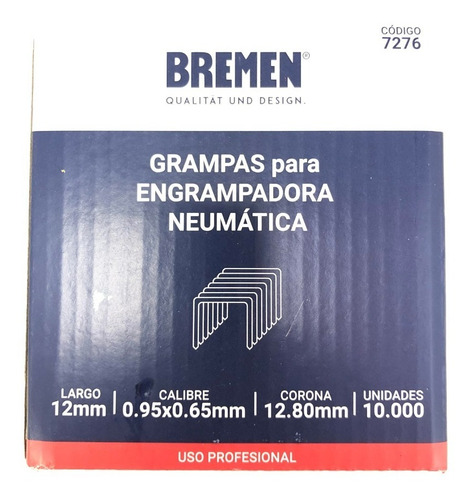 Imagen 2 de 6 de Grampas 80/12 (12,8 Mmx12mm) X10.000un Bremen®, Bta, Barovo