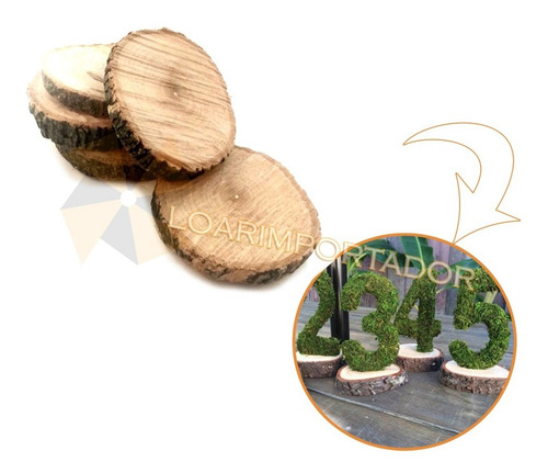 Imagen 1 de 2 de Rodajas De Madera Base Natural Souvenir Navidad X10 Unidades
