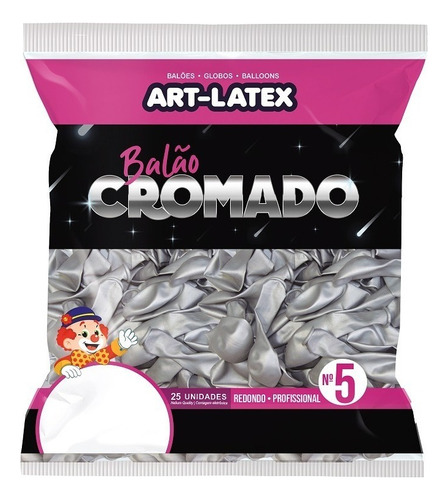 Art-Latex balão cromado redondo cor rosa tamanho 5 " 25 unidades