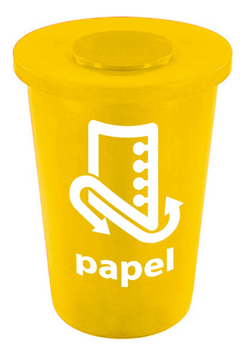 Bote De Basura 145 Litros Color Amarillo Reciclar Papel 