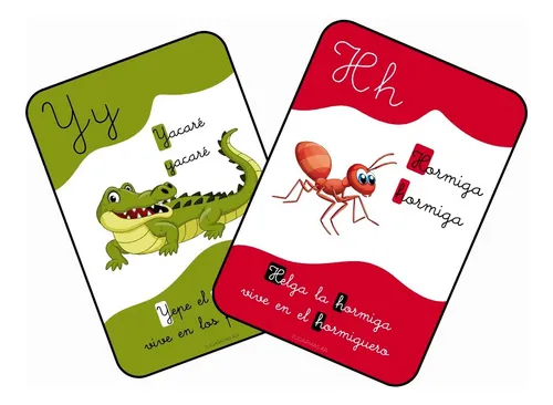 comprar Kit Imprimible Tarjetas Didácticas Abc Animales En Cursiva