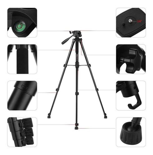 Tripé Monopé Portátil 2 Em 1 Vt-880 Cabeça Panorâmica 360