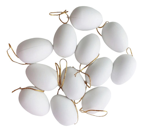 12 Piezas De Huevos De Pascua Colgantes, Manualidades Blanco