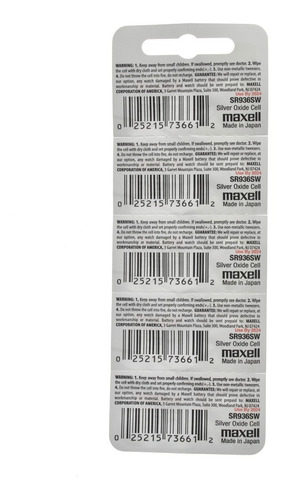 Imagen 3 de 5 de 5 Pilas Sr936sw 394 Óxido De Plata 1.55v. Maxell Reloj Alarm