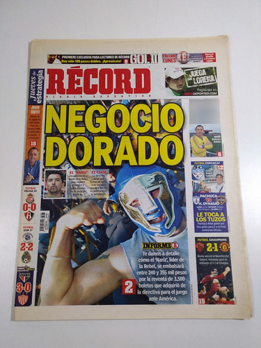 Periodico Record 1784 5 Abril 2007 Pumas Unam Rebel