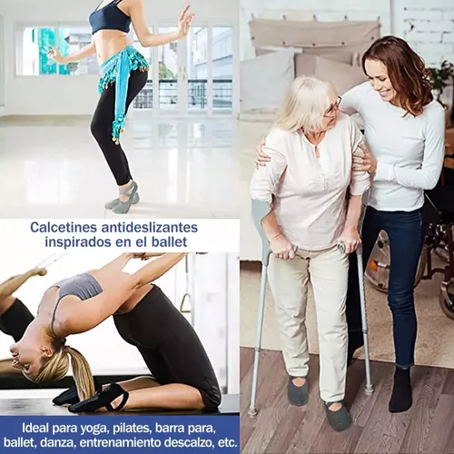 Calcetines de yoga para mujer, 5 pares de calcetines antideslizantes de  agarre pegajoso, ideales para pilates, barras, danza de ballet