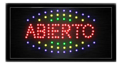 Cartel Led Luminoso Abierto Directo 220v Azul Rojo Oferta