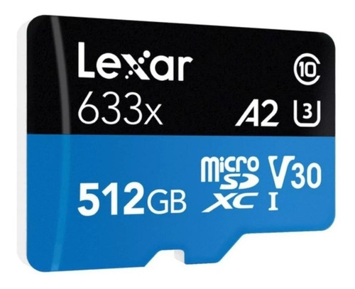 Cartão de memória Lexar LSDMI512BB-633A High-Performance 633x com adaptador SD 512GB