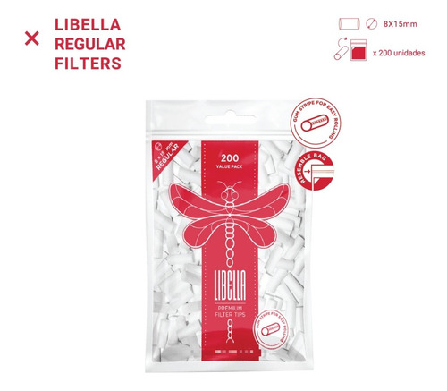 3 Libella Filtros Regular 200u Engomado- Filter Tips 8x15mm